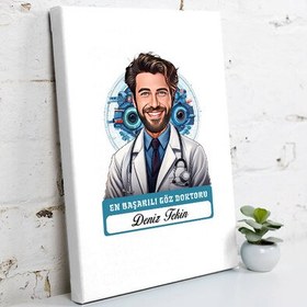 Resim Karikatürlü En Başarılı Erkek Göz Doktoru Kanvas Tablo 