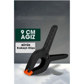 Resim ModaCar Kıskaç Klips Yaylı Işken ce Plastik Kelepçe Güçlü Mafsallı Çene 9 inç 9 cm ağız 