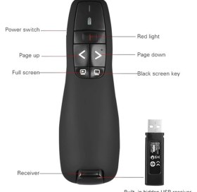 Resim CoverZone Kablosuz Lazer Sunum Kumandası USB Alıcılı 2,4 Ghz Powerpoint Sunumu Kırmızı Işık Uzaktan Kumanda 