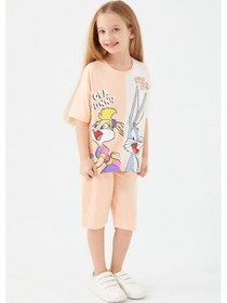 Resim Looney Tunes Lola Bunny And Bugs Bunny Şeker Pembe Kız Çocuk Kapri Takım Pembe 
