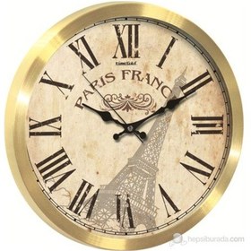 Resim Time Gold Salon Ofis Duvar Saati Metal Altın Rengi 35 Cm 