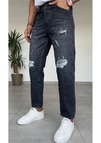 Resim Buz Mavisi Bol Kesim Kot Pantolon Füme 