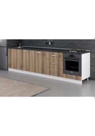 Resim Minar 300 Cm Mutfak Dolabı Beyaz Dore 300-D10-Alt Modül Beyaz 