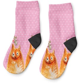 Resim Kedi - Fare Çocuk Çorap - 5-8Yaş 