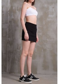 Resim Mrmpro Ön Soldan Yırtmaçlı Spor Mini Etek Zebra Desen Jakar Kışlık Kumaş L / Siyah Siyah 