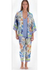 Resim Eros 33534 3 Lü Sabahlıklı Kadın Pijama Takımı Lila 