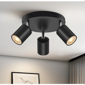 Resim Mylights Üçlü 30 Cm Led Avize Led Spot Gün Işığı Ampullü Siyah 