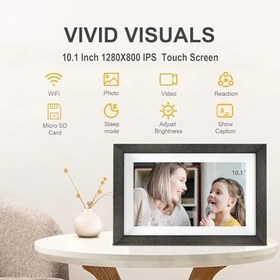 Resim 32 GB bellek ve 1280 x 800 IPS HD dokunmatik ekranlı 10,1 inç WiFi dijital fotoğraf çerçevesi. Frameo uygulaması üzerinden fotoğraf veya video paylaşın, Coffee 