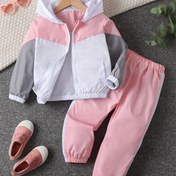 Resim Kızlar İçin Kapüşonlu Ceket ve Düz Renk Tayt Takımı, Dış Mekan İçin Mükemmel 