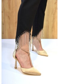 Resim Prego Park Moda Taş Biyeli Burnu Kapalı Taş Biyeli Topuklu Kadın Ayakkabı Nut D8977 N Nut 