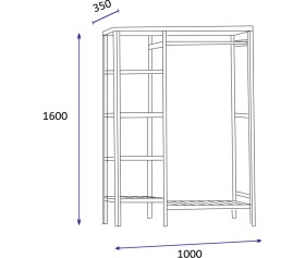 Resim Santana Doğal Ahşap Açık Gardırop 35 cm 