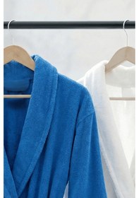 Resim %100 Pamuk Unisex Koyu Turkuaz Bornoz - Şalyaka Otel Bornozu, Spa Için Ideal, Günlük Kullanıma Uygun Turkuaz 