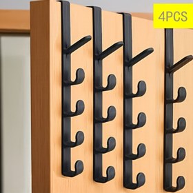 Resim 5 Adetli Banyo ve Yatak Odası İçin Kapı Üzeri Askılık - Kolay Kurulum, Matkap Gerektirmeyen Plastik Saklama Rafı, Havlular, Bornozlar ve Aksesuarlar İçin Çok İşlevli Kancalarla, 4'lü Set, Çok Amaçlı Kancalar 