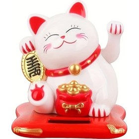 Resim Gaojunshop01 Güneş Enerjili Sarı El Sallayan Kedi Araç Dekoru - Anne Babalar Günü 