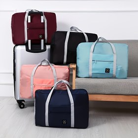 Resim 1 adet Hafif Oxford Kumaş Seyahat Çantası - Katlanabilir, Taşınabilir Bagaj, Sabit Omuz Askısı, Fermuar Kapatma, Askı Aksesuarları, Büyük Kapasiteli Taşıma Çantaları, Spor Salonu ve Hafta Sonu Seyahat Gereksinimleri, Pembe, Spor Salonu Taşıma Çantası | Katlanabilir Tasarım 