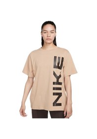 Resim Nike Air Sportswear Tee Loose Ft Kadın Büyük Beden %100 Pamuk Tişört Açık Kahve Açık Kahverengi 