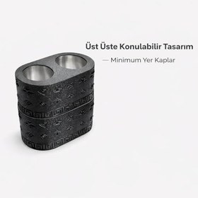 Resim Çift Kadeh Ehlikeyf Kilim Motifli Termojelli Paslanmaz Çelik Donarak Soğutan İçecek Altlığı/Siyah 