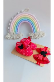 Resim Modomood BilgeTrend Fistolu Bebek Patik Ve Bandana Seti Fisto Desenli Ayakkabı Bandana Set B888 