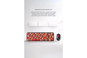 Resim Torima Kablosuz Q Klavye Mouse Seti Retro Daktilo Görünümlü TMK07 Çok Renkli 