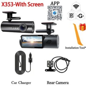 Resim Arabalar İçin 2 Kanal Araba Dvr'ı 1080p Dash Kamera Wıfı App Kamera İçin Araç None X353-wıth Screen 