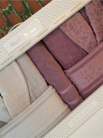 Resim Camellia Happy Aile Bornoz Seti - Gri - Mürdüm Gri 