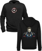 Resim Alfa Tshirt Captain America Baskılı Siyah Ön Arka Baskılı Çocuk Sweatshirt 