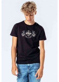 Resim Tatto Estd 1986 Sea Baskılı Unisex Çocuk Siyah Tshirt 