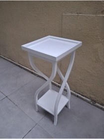 Resim BENGİ TİCARET Fiskos Çiçeklik17645 4Ayak kare spiral Model MDF Parlak Ahşap ayak Parlak Beyaz 