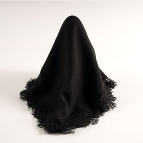 Resim İğne Oyalı Şal Namaz Örtüsü, 144x68 Cm. Siyah Siyah 