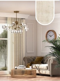 Resim Br Favolli Krem Renk Keten Görünümlü Pileli Tül Perde Ütü Istemez Krem 