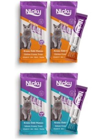 Resim Nicky Somonlu ve Tavuklu Kedi Krema Ödül Maması 4 x 4'lü 