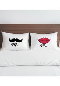 Resim Bk Gift Sevgili Tasarımlı Pamuklu 2 Li Yastık Kılıfı Seti-14 50x70cm , Sevgiliye , Ev si, Tasarım Ev Tekstili 