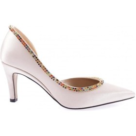 Resim Dgn 1328 Kadin Transparan Detayli Stiletto 1328-2150-R2877 Bej Saten 