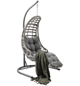 Resim Capri Swing Bodrum Tekli Rattan Bahçe Salıncağı Balkon Salıncağı Gri 