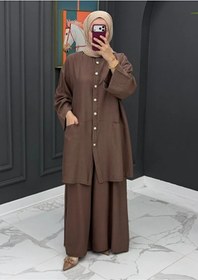Resim 02Lady Fashion Zarif Düğmeli Detaylı Çift Cepli Rahat Kalıp Tesettür İkili Takım 