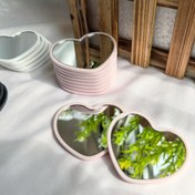 Resim 12/20 Adet Kalp Şeklinde Mini Aynalar, Parlak Yüzeyli, Plastik Çerçeve, Masaüstü Montajı, Kokusuz, Çiçek Temalı, Taşınabilir, Elektriksiz, Şık Masaüstü Aynaları | Dayanıklı ve Sevimli Kompakt Ayna 