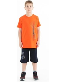 Resim Tommylife Tommy Life Portakal Yazı Baskılı O Yaka Standart Kalıp Erkek Çocuk T-shirt - 11119 Turuncu 