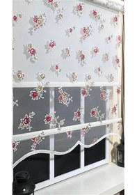 Resim Storburada Çift Mekanizmalı Çiçekli Tül Stor Ve Ekru Stor Perde St 045 Ekru 