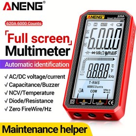 Resim ANENG 620A 6000 Sayım Dijital Multimetre, Gerçek RMS AC/DC Gerilim/Akım, Kapasite/Buzzer, Sıcaklık/Direnç, FireWire/HZ, Pille Çalışan, ABS Malzeme, Piller Dahil Değil 