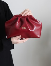 Resim Mimoza Kadın Bordo Rugan Suni Deri Uzun Askılı Clutch Günlük Ve Abiye Çanta 