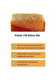 Resim 3'lü Set Kabak Lifli Yüz Pedi Kesesi Kabak Lifli Ballı Sabun Canlandırıcı Cilt Bakım Yüz Maskesi 