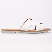 Resim Hakiki Deri Kadın Düz Terlik 227za16408 Beyaz 