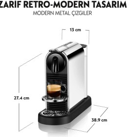 Resim Nespresso Citiz D 140 Platinum Paslanmaz Çelik Kapsül Kahve Makinesi 