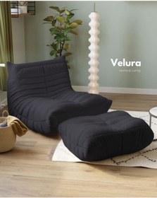 Resim Velura Home & Living Muvva Berjer & Puflu Pofuduk Relax Koltuk & Armut Tekli Koltuk - Gece Mavisi 