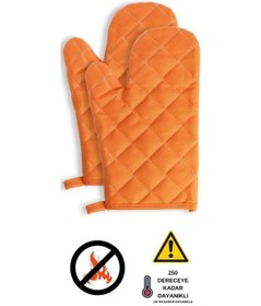 Resim Yanmaz Ve Isıya Dayanıklı Fırın Eldiveni 2 Eldiven Turuncu 