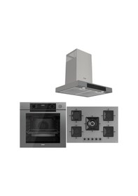 Resim Ferre QEP64CPR + SS038 + D102 Steam Plus 75 Serisi 3'Lü Cam Ankastre Set 