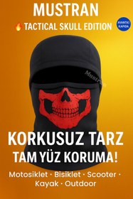 Resim Mustran Tactical Skull Baskı Balaklava | Termal Kışlık Motosiklet Maskesi 