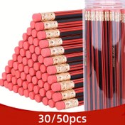 Resim 30/50 Adet Silgili HB Kalem Seti - Kırmızı & Siyah Sap Tasarımı, Orta Uç, Dayanıklı Ahşap Yapı, Mükemmel Hediye Kutusu Dahil, Yazma, Çizim, Eskiz, Okul Malzemeleri İçin İdeal | Sanatsal Kalem Seti | Akıcı Yazı Kalemleri 