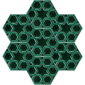 Resim Can Seramik - 15*17 Cm. Zümrüt Kabartmalı Selçuklu Yıldızı Çini Karo (5 Li 1 Paket) 