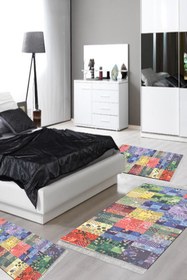 Resim Alanur Home Eko Trend Djt Yıkanabilir Kaymaz Taban 3 Lü Yatak Odası Takımı Mu148 Patchwork Renkli 